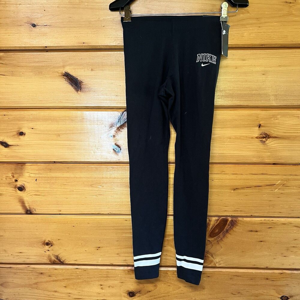 Nike Women's Tight-Fit Training Leggings Black White XS - Picture 1 of 6